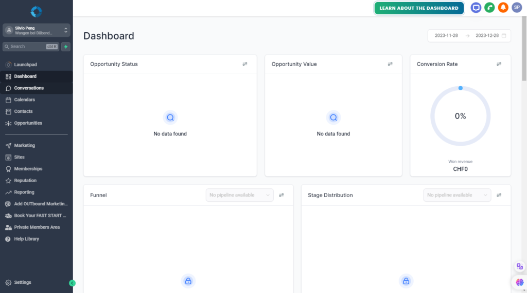 Pipeline Pro vs ClickFunnels: Dashboard